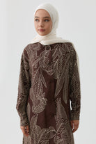 Yaprak Desenli Tunik - Kahve TUGBA