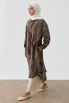Yaprak Desenli Tunik - Kahve TUGBA