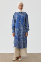 Yaprak Desenli Tunik - İndigo TUGBA