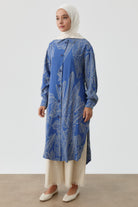 Yaprak Desenli Tunik - İndigo TUGBA