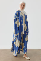 Floral Çiçek Desenli Kimono - İndigo TUGBA