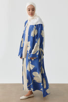 Floral Çiçek Desenli Kimono - İndigo TUGBA