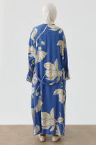 Floral Çiçek Desenli Kimono - İndigo TUGBA