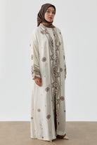 Desenli Kemerli Kimono - Kahve TUGBA