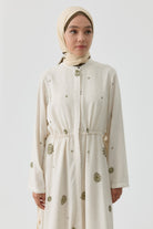 Belden Büzgü Bağlamalı Çiçek Desenli Elbise - Yeşil TUGBA