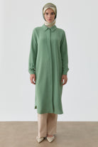 Gizli Patlı Basic Tunik - Yeşil TUGBA