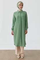 Gizli Patlı Basic Tunik - Yeşil TUGBA