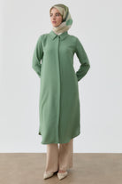 Gizli Patlı Basic Tunik - Yeşil TUGBA