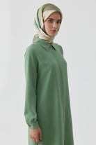Gizli Patlı Basic Tunik - Yeşil TUGBA