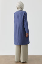 Lastik Detaylı Jakarlı Giy-Çık - İndigo TUGBA