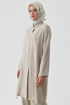 Lastik Detaylı Jakarlı Giy-Çık - Taş TUGBA