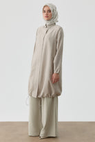 Lastik Detaylı Jakarlı Giy-Çık - Taş TUGBA