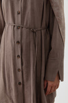 Robalı Büzgülü Tunik - Kahve TUGBA