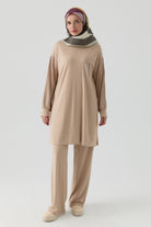 Cepli Örme Pantolon - Bej TUGBA