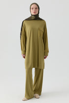 Cepli Örme Pantolon - Olive TUGBA