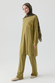 Cepli Örme Pantolon - Olive TUGBA