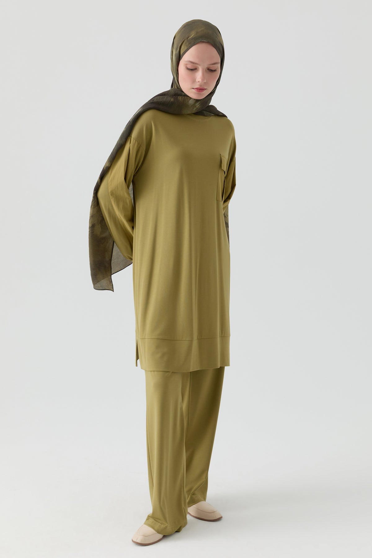 Pocketed Knitted Trousers - Olive
