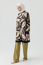 Örme Kombinli Desenli Tunik - Olive TUGBA