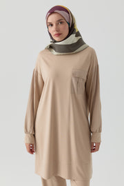 Kombin Detaylı Tunik - Bej TUGBA