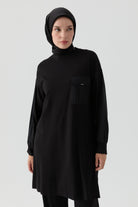Kombin Detaylı Tunik - Siyah TUGBA