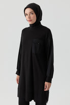 Kombin Detaylı Tunik - Siyah TUGBA