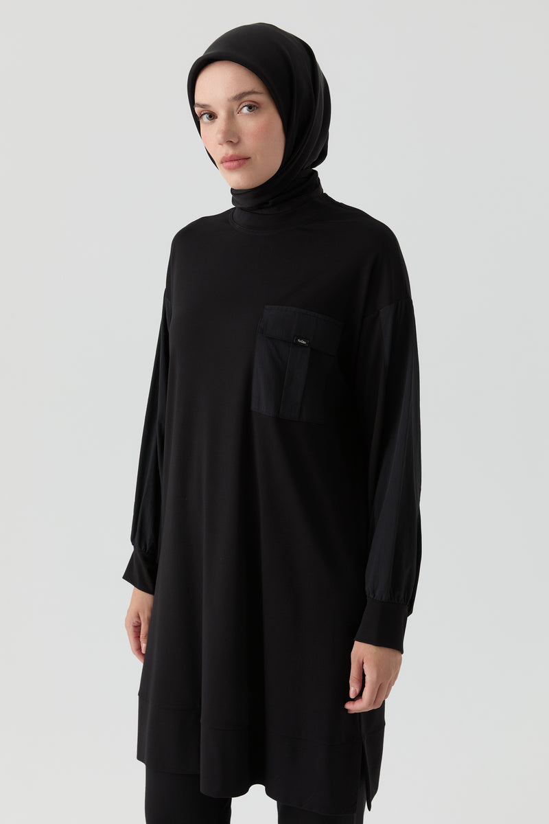 Kombin Detaylı Tunik - Siyah TUGBA
