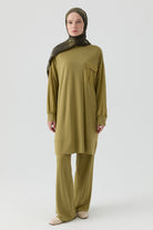 Kombin Detaylı Tunik - Olive TUGBA