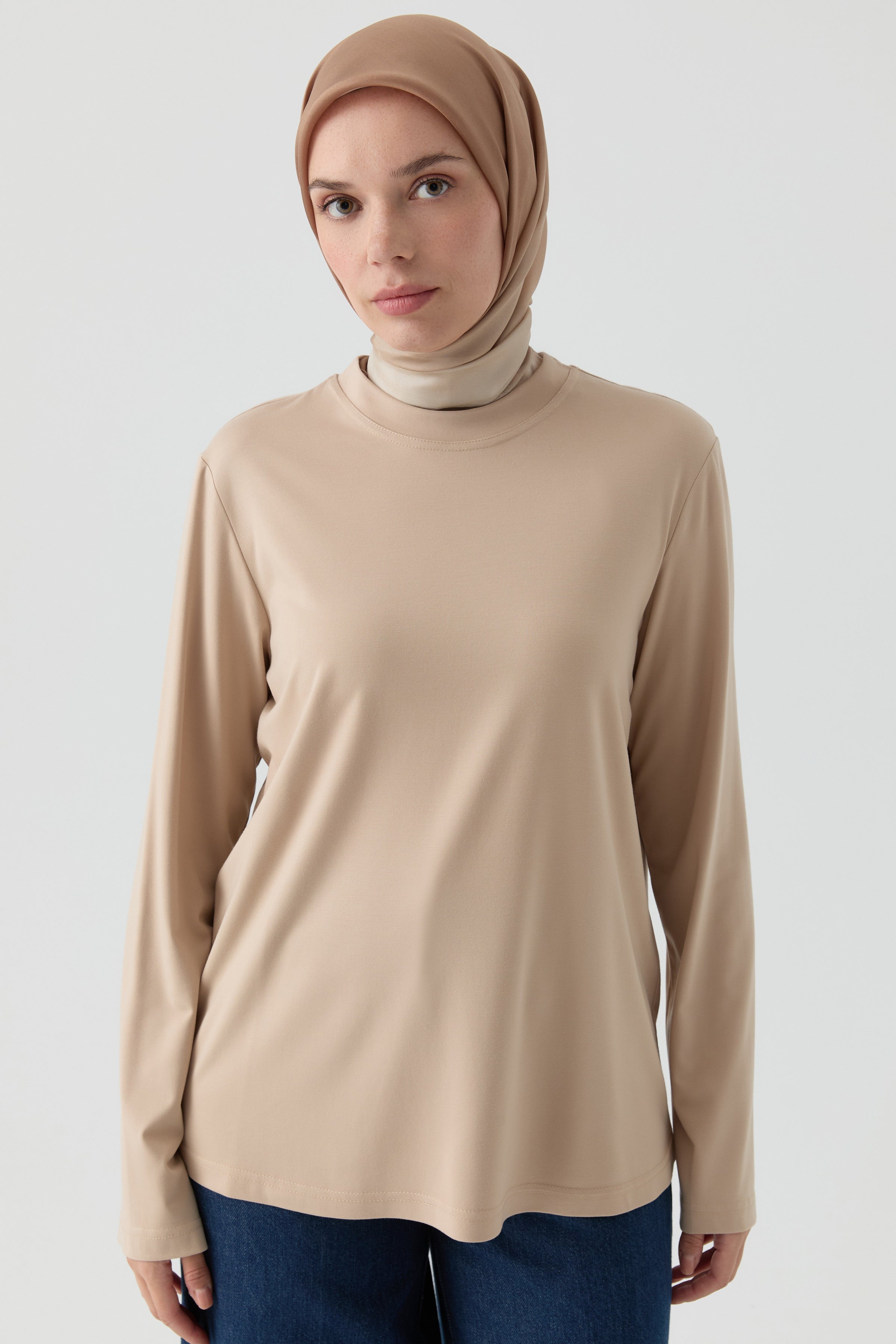 Örme Bluz - Bej TUGBA