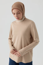 Örme Bluz - Bej TUGBA