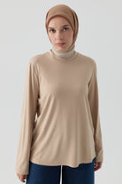 Örme Bluz - Bej TUGBA