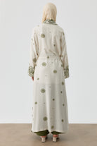 Desenli Kemerli Kimono - Haki TUGBA