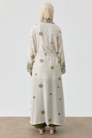 Desenli Kemerli Kimono - Haki TUGBA