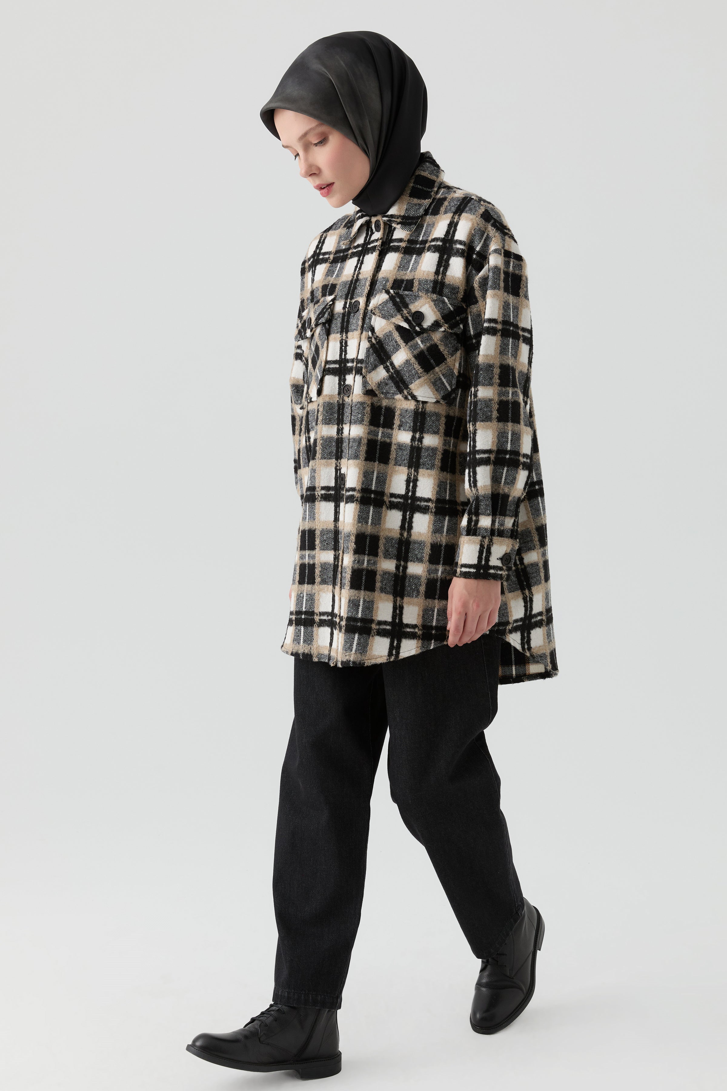 新品未使用Studio Doe Oversized Plaid Shirt Oversize Lumberjack Shirt - Black – TUĞBA