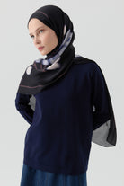 Kolları Düğme Detaylı Sıfır Yaka Kazak - Lacivert TUGBA