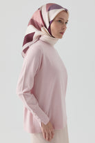 Kolları Düğme Detaylı Sıfır Yaka Kazak - Pembe TUGBA