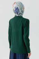 Kolları Düğme Detaylı Sıfır Yaka Kazak - Yeşil TUGBA