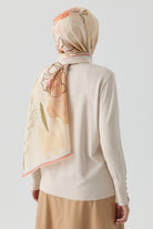 Kolları Düğme Detaylı Sıfır Yaka Kazak - Ekru TUGBA