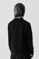 V Yaka Kol Düğme Detaylı Kazak - Siyah TUGBA