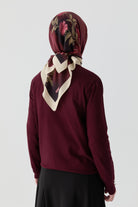 V Yaka Kol Düğme Detaylı Kazak - Bordo TUGBA