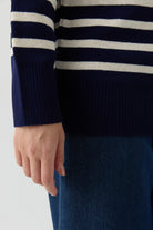 Sim İpli Çizgili Triko Tunik - Lacivert - Ekru TUGBA