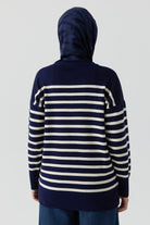 Sim İpli Çizgili Triko Tunik - Lacivert - Ekru TUGBA