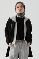 Seyyar Kombin Kapüşonlu Örme Kap - Siyah TUGBA