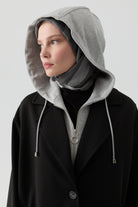 Seyyar Kombin Kapüşonlu Örme Kap - Siyah TUGBA