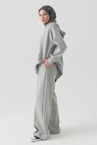 Bel Lastikli Nervürlü Örme Pantolon - Gri TUGBA