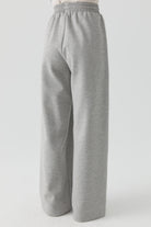 Bel Lastikli Nervürlü Örme Pantolon - Gri TUGBA