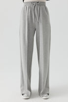 Bel Lastikli Nervürlü Örme Pantolon - Gri TUGBA