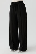 Bel Lastikli Nervürlü Örme Pantolon - Siyah TUGBA