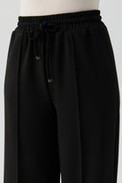 Bel Lastikli Nervürlü Örme Pantolon - Siyah TUGBA