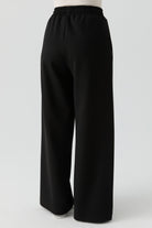 Bel Lastikli Nervürlü Örme Pantolon - Siyah TUGBA