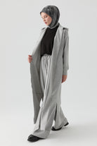 Kapüşonlu Örme Ferace - Gri TUGBA